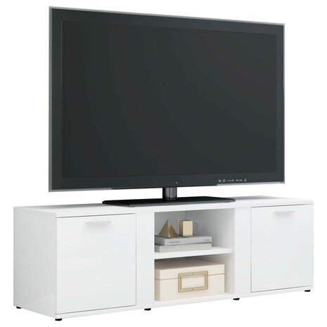 Tv-meubel 120x34x37 cm bewerkt hout hoogglans wit 3