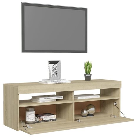 Tv-meubel met LED-verlichting 120x35x40 cm sonoma eikenkleurig 6