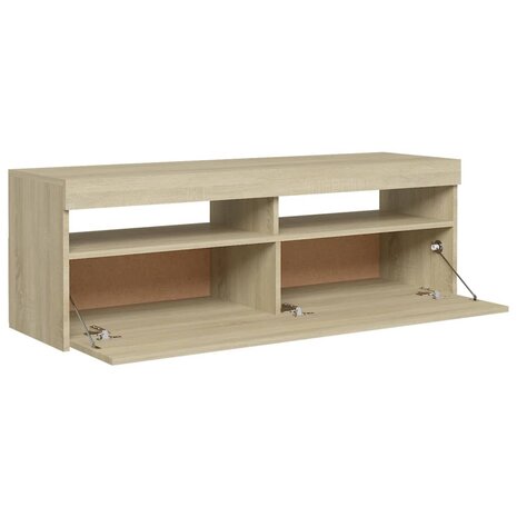 Tv-meubel met LED-verlichting 120x35x40 cm sonoma eikenkleurig 8