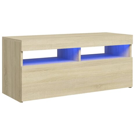 Tv-meubel met LED-verlichting 90x35x40 cm sonoma eikenkleurig 2