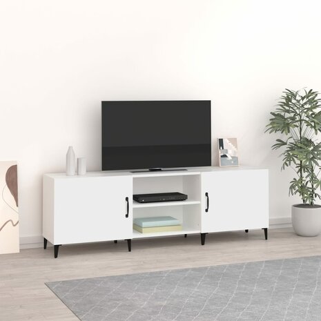 Tv-meubel 150x30x50 cm bewerkt hout wit 1