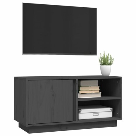 Tv-meubel 80x35x40,5 cm massief grenenhout grijs 4