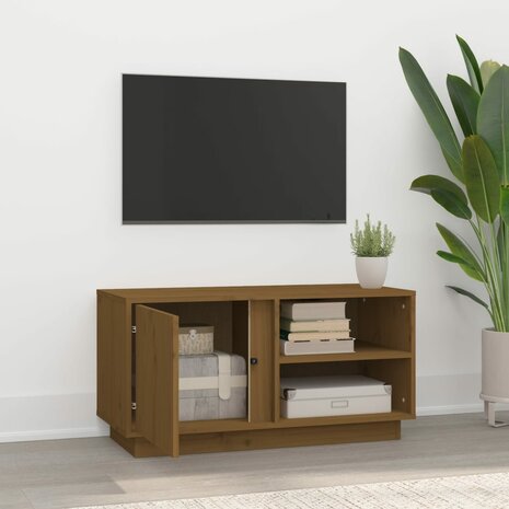 Tv-meubel 80x35x40,5 cm massief grenenhout honingbruin 3