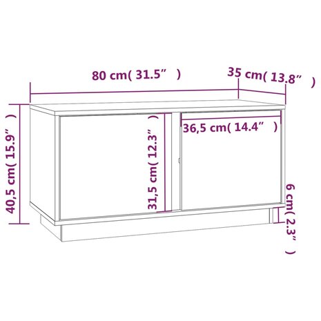 Tv-meubel 80x35x40,5 cm massief grenenhout grijs 10