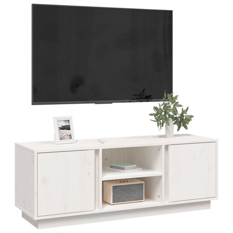 Tv-meubel 110x35x40,5 cm massief grenenhout wit 4