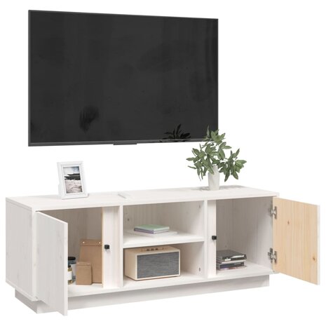 Tv-meubel 110x35x40,5 cm massief grenenhout wit 5