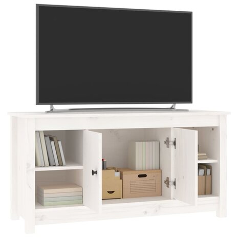 Tv-meubel 103x36,5x52 cm massief grenenhout wit 7