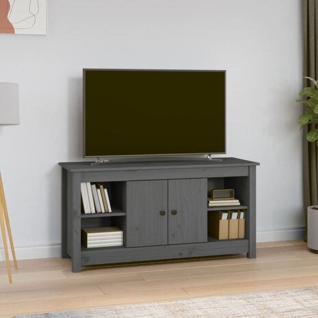 Tv-meubel 103x36,5x52 cm massief grenenhout grijs 1