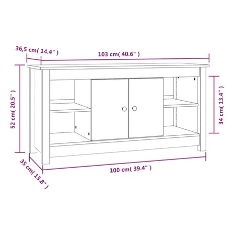 Tv-meubel 103x36,5x52 cm massief grenenhout grijs 9