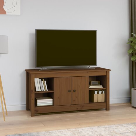 Tv-meubel 103x36,5x52 cm massief grenenhout honingbruin 1