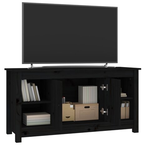 Tv-meubel 103x36,5x52 cm massief grenenhout zwart 7