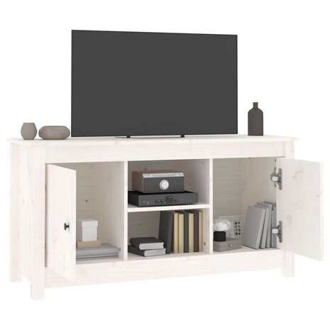 Tv-meubel 103x36,5x52 cm massief grenenhout wit 7