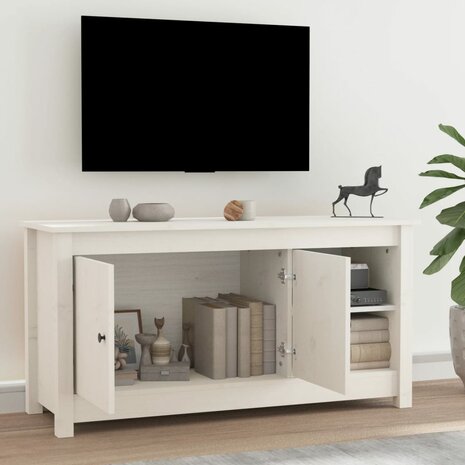 Tv-meubel 103x36,5x52 cm massief grenenhout wit 6