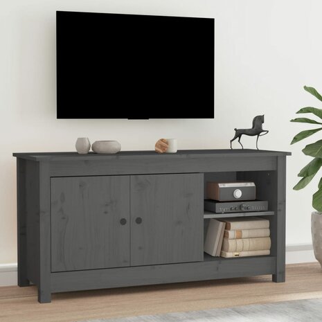 Tv-meubel 103x36,5x52 cm massief grenenhout grijs 1