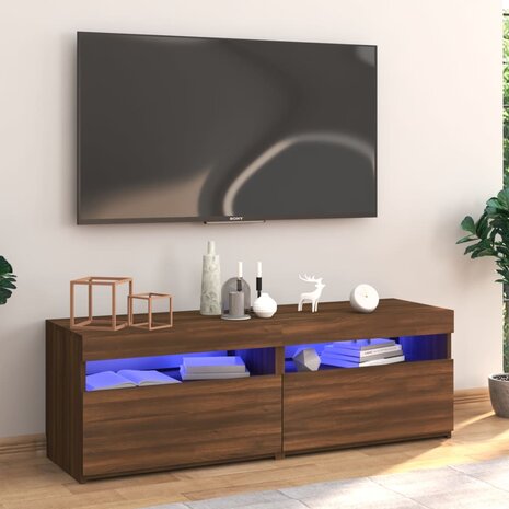 Tv-meubel met LED-verlichting 120x35x40 cm bruin eikenkleur 1