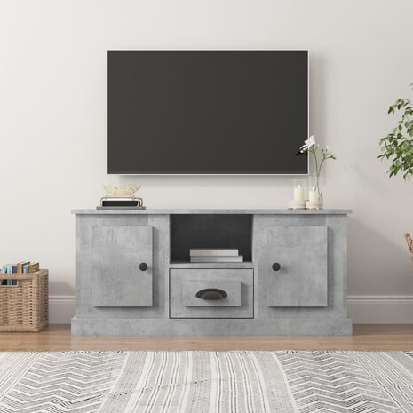 Tv-meubel 100x35,5x45 cm bewerkt hout betongrijs 1