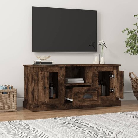 Tv-meubel 100x35,5x45 cm bewerkt hout gerookt eikenkleurig 3