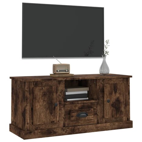 Tv-meubel 100x35,5x45 cm bewerkt hout gerookt eikenkleurig 4