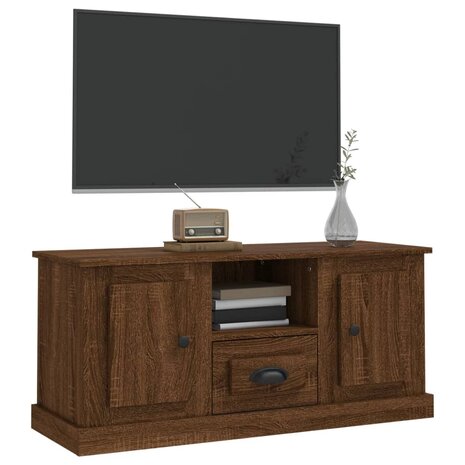 Tv-meubel 100x35,5x45 cm bewerkt hout bruin eikenkleur 4