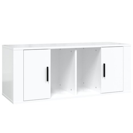 Tv-meubel 100x35x40 cm bewerkt hout hoogglans wit 2