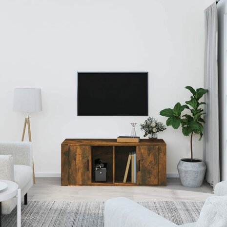 Tv-meubel 100x35x40 cm bewerkt hout gerookt eikenkleurig 1