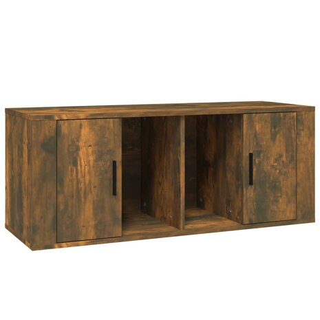 Tv-meubel 100x35x40 cm bewerkt hout gerookt eikenkleurig 2