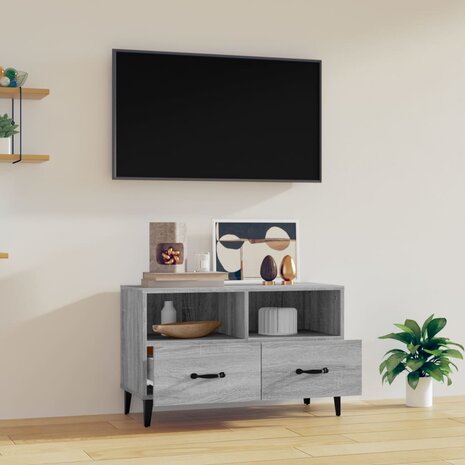 Tv-meubel 80x36x50 cm bewerkt hout grijs sonoma eikenkleurig 3