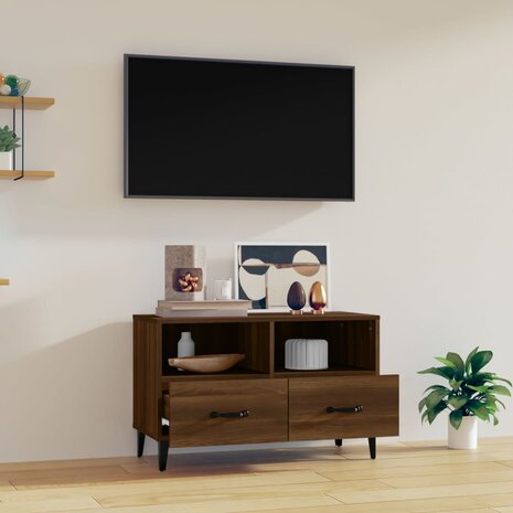 Tv-meubel 80x36x50 cm bewerkt hout bruin eikenkleur 3