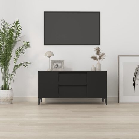 Tv-meubel 102x44,5x50 cm bewerkt hout zwart 3