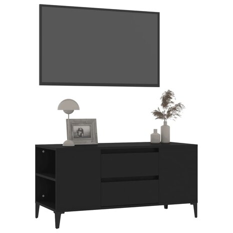 Tv-meubel 102x44,5x50 cm bewerkt hout zwart 4