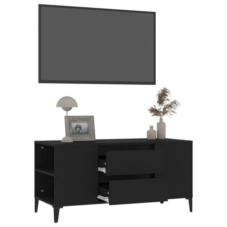 Tv-meubel 102x44,5x50 cm bewerkt hout zwart 5