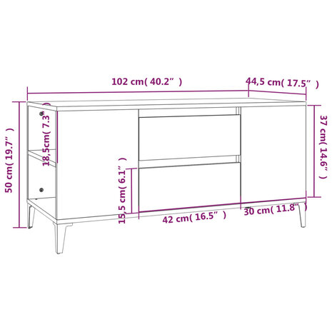 Tv-meubel 102x44,5x50 cm bewerkt hout sonoma eikenkleurig 10