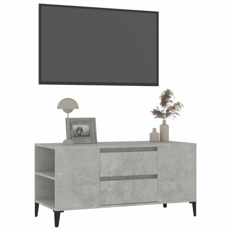 Tv-meubel 102x44,5x50 cm bewerkt hout betongrijs 4