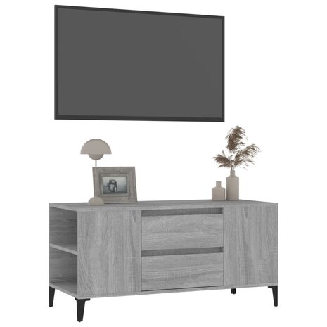 Tv-meubel 102x44,5x50 cm bewerkt hout grijs sonoma eikenkleurig 4