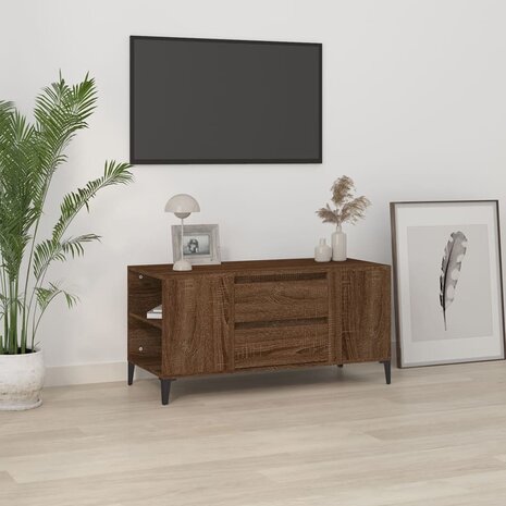 Tv-meubel 102x44,5x50 cm bewerkt hout bruin eikenkleur 1