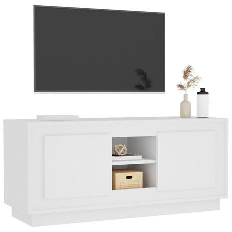 Tv-meubel 102x35x45 cm bewerkt hout wit 4