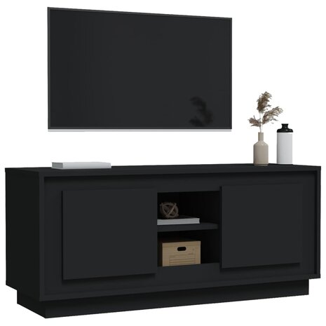 Tv-meubel 102x35x45 cm bewerkt hout zwart 4