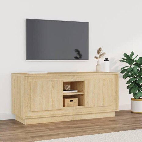 Tv-meubel 102x35x45 cm bewerkt hout sonoma eikenkleurig 1