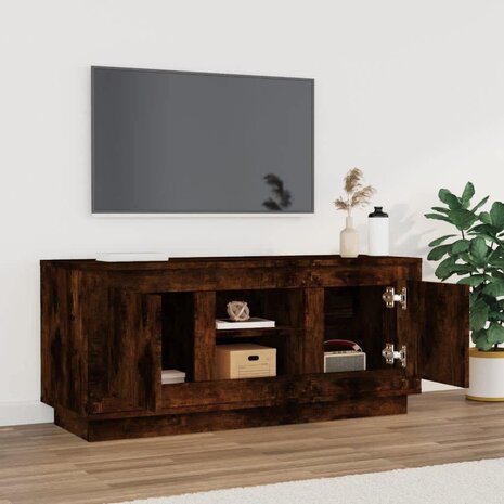 Tv-meubel 102x35x45 cm bewerkt hout gerookt eikenkleurig 3