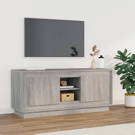 Tv-meubel 102x35x45 cm bewerkt hout grijs sonoma eikenkleurig 1