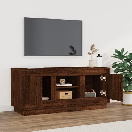 Tv-meubel 102x35x45 cm bewerkt hout bruin eikenkleur 3