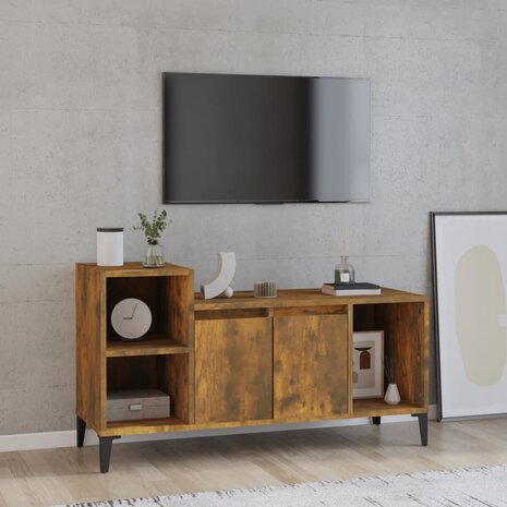 Tv-meubel 100x35x55 cm bewerkt hout gerookt eikenkleurig 1