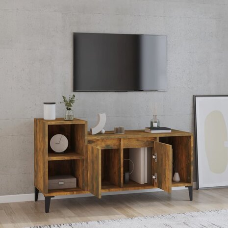 Tv-meubel 100x35x55 cm bewerkt hout gerookt eikenkleurig 3