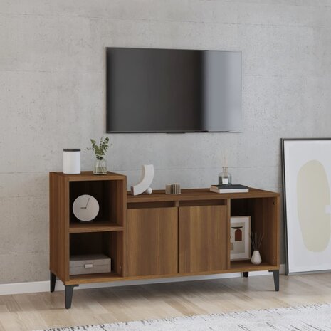 Tv-meubel 100x35x55 cm bewerkt hout bruin eikenkleur 1