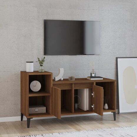 Tv-meubel 100x35x55 cm bewerkt hout bruin eikenkleur 3