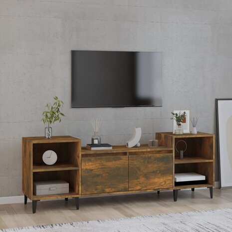 Tv-meubel 160x35x55 cm bewerkt hout gerookt eikenkleurig 1