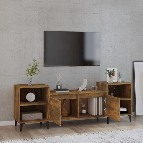 Tv-meubel 160x35x55 cm bewerkt hout gerookt eikenkleurig 3