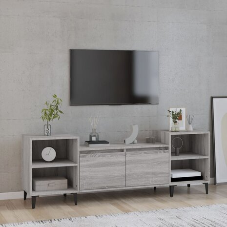 Tv-meubel 160x35x55 cm bewerkt hout grijs sonoma eikenkleurig 1