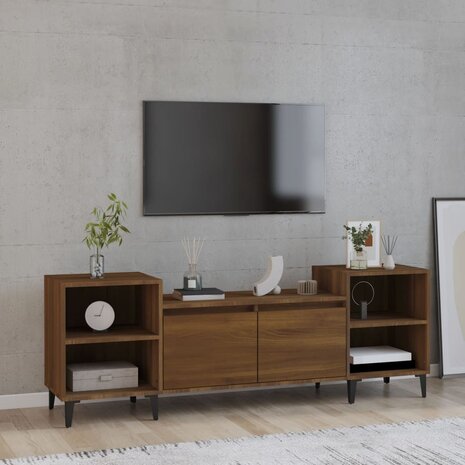 Tv-meubel 160x35x55 cm bewerkt hout bruin eikenkleur 1