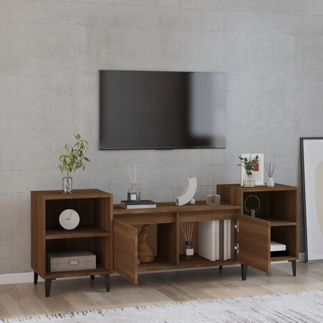 Tv-meubel 160x35x55 cm bewerkt hout bruin eikenkleur 3